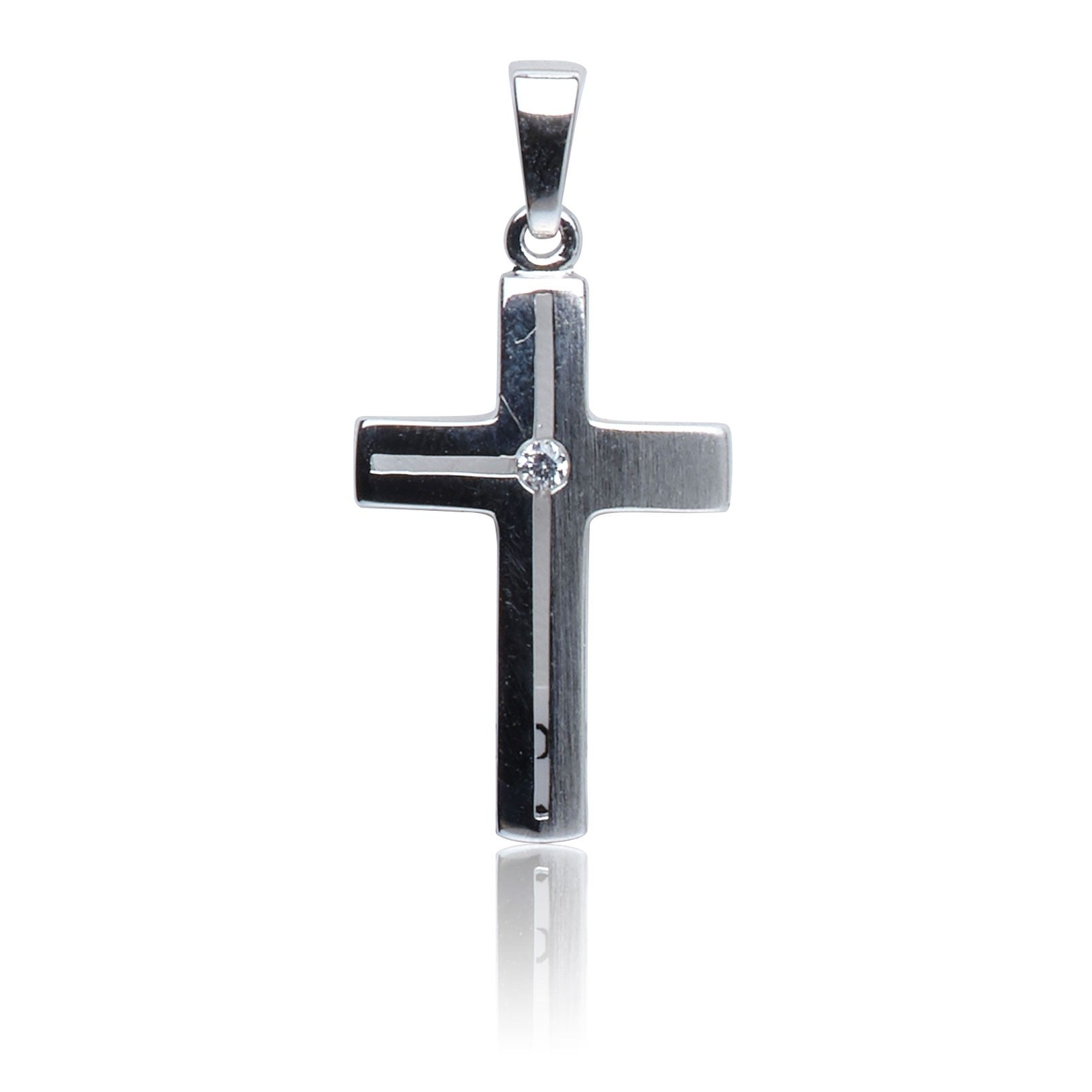 Kettenanhänger Kreuz Silber 925 mit Zirkonia