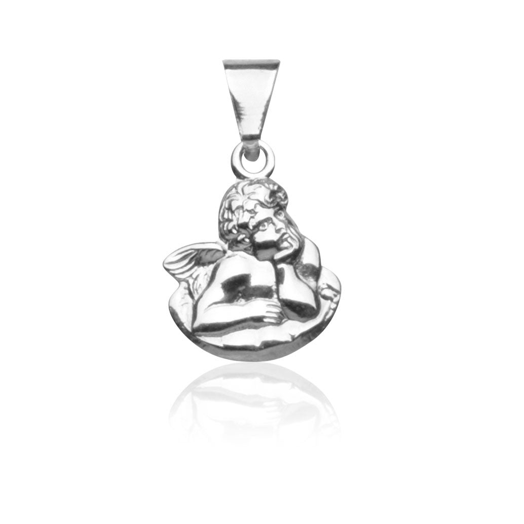 C302-558/W Kettenanhänger Engel, Weißgold 585