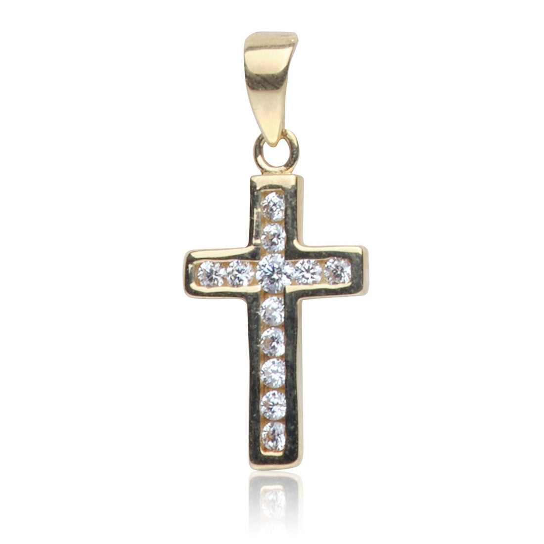 Kettenanhänger Kreuz Gold 585 mit Zirkonia