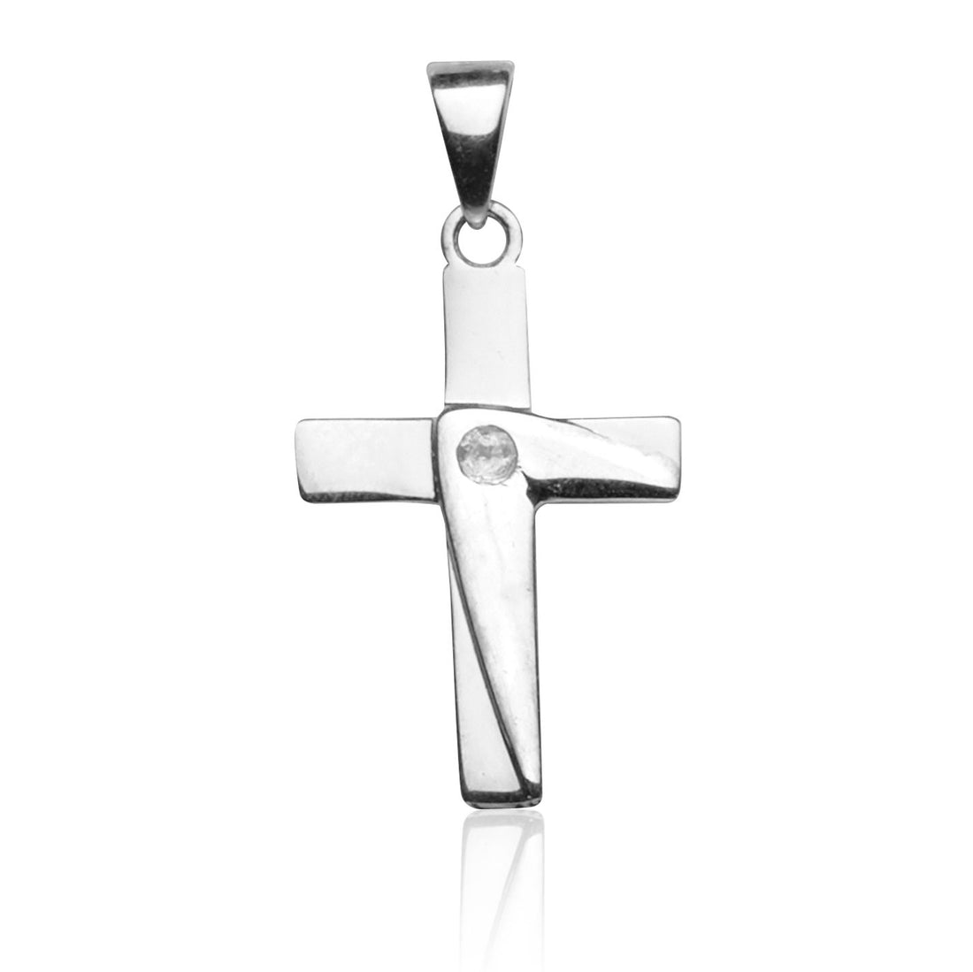 Kettenanhänger Kreuz Weißgold 585 mit Zirkonia
