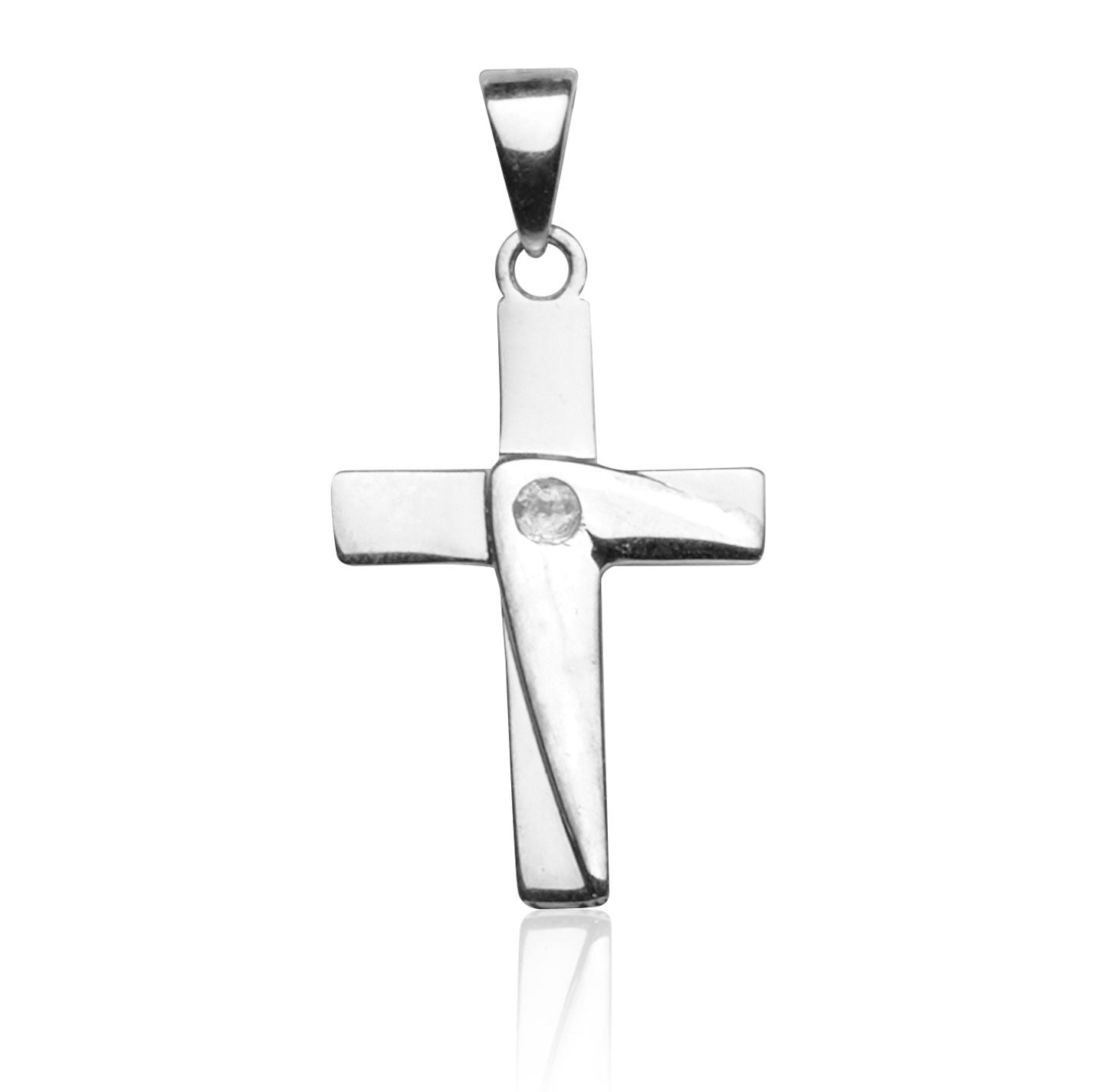 Kettenanhänger Kreuz Weißgold 585 mit Zirkonia