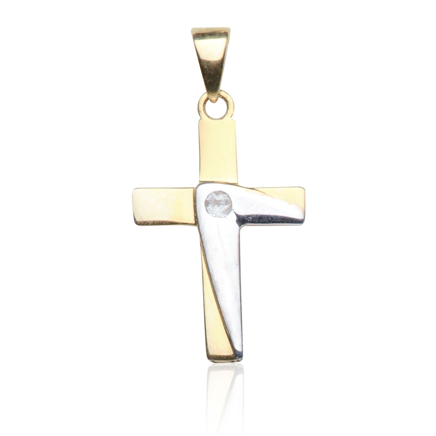 Kettenanhänger Kreuz Gold 585 mit Zirkonia