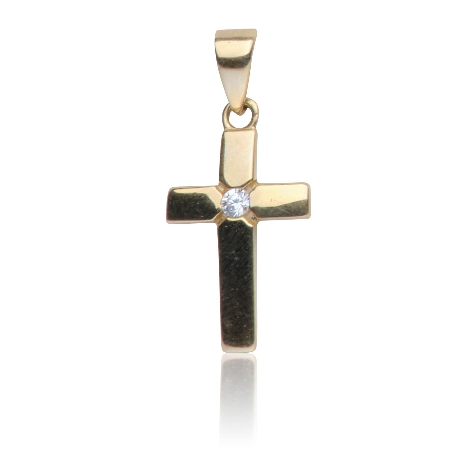 Kettenanhänger Kreuz Gold 585 mit Zirkonia