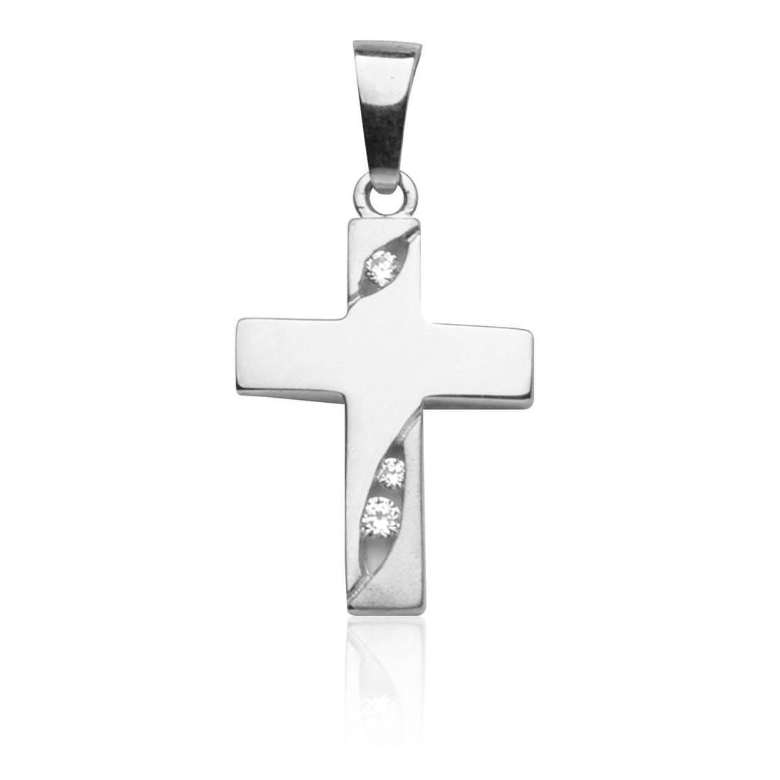 Kettenanhänger Kreuz Weißgold 585 mit Zirkonia