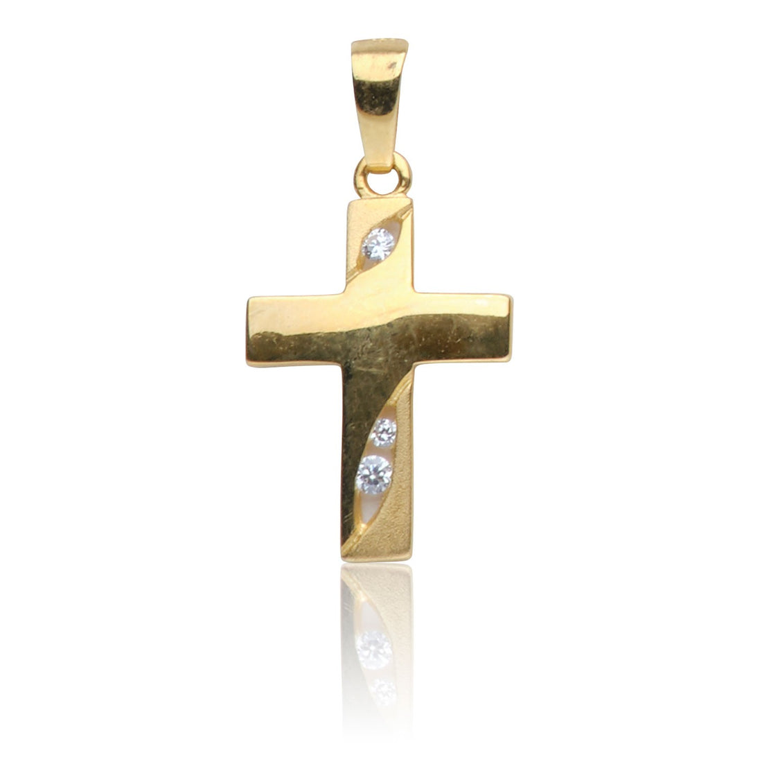 Kettenanhänger Kreuz Gold 585 mit Zirkonia