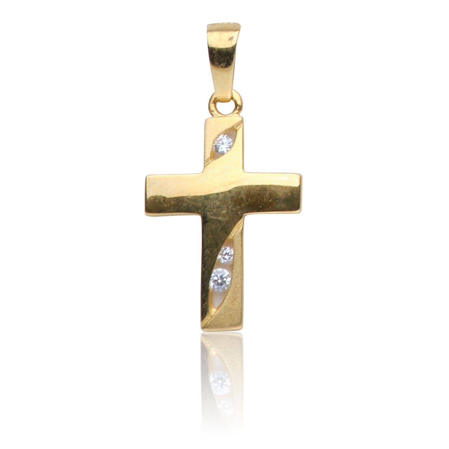 Kettenanhänger Kreuz Gold 585 mit Zirkonia