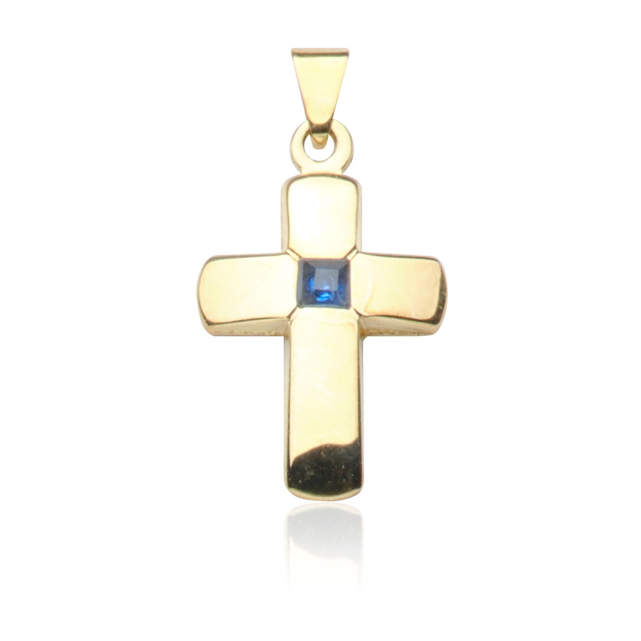Kettenanhänger Kreuz Gold 585 mit Zirkonia