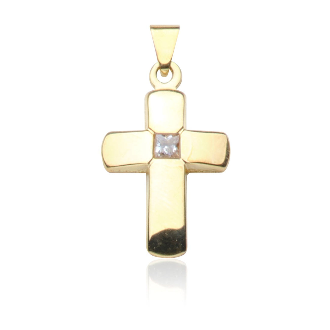 Kettenanhänger Kreuz Gold 585 mit Zirkonia