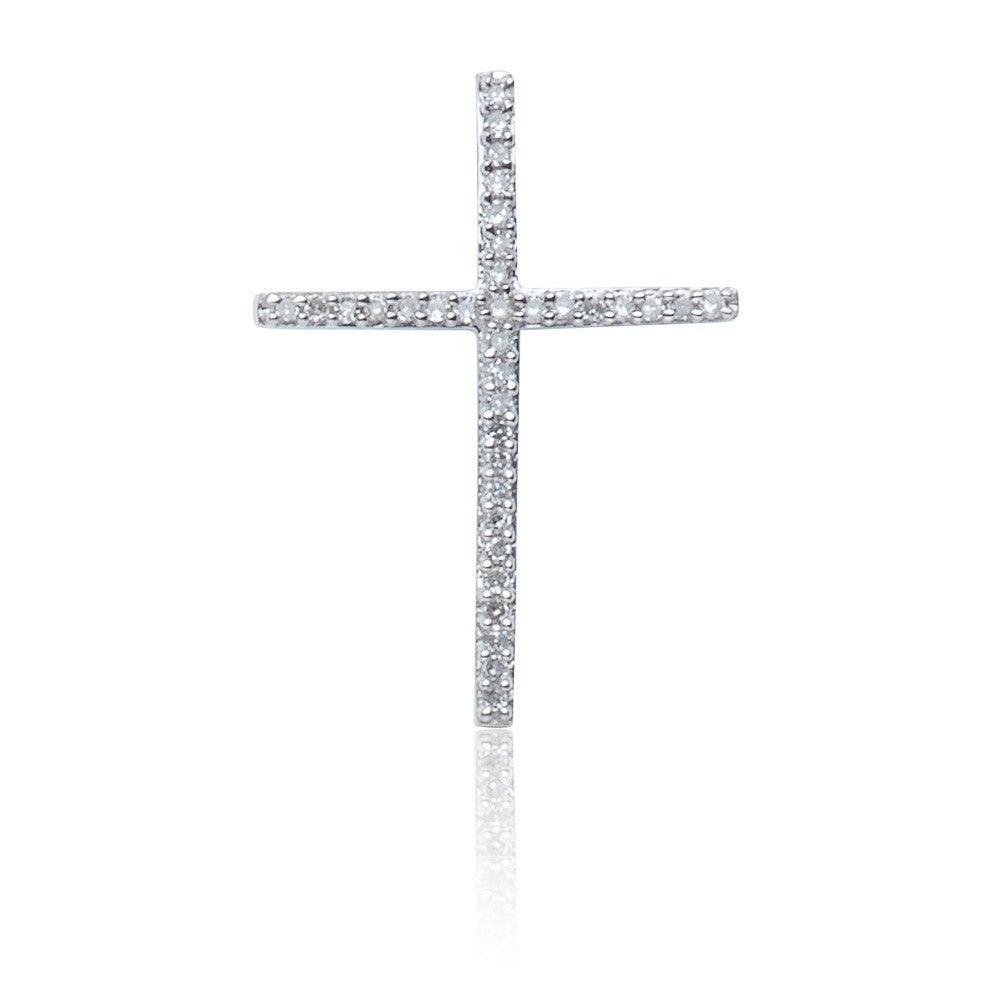 Kettenanhänger Kreuz Weißgold 585 mit Zirkonia