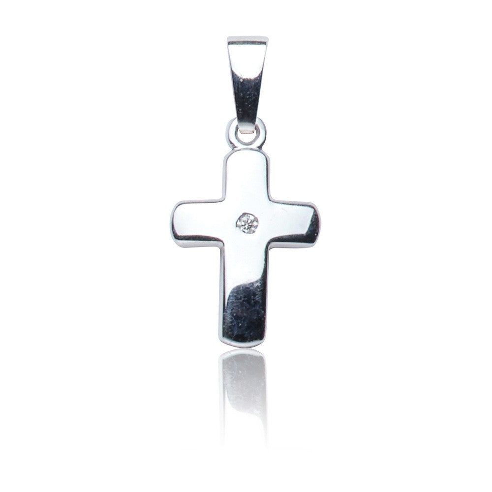 Kettenanhänger Kreuz Weißgold 585 mit Zirkonia
