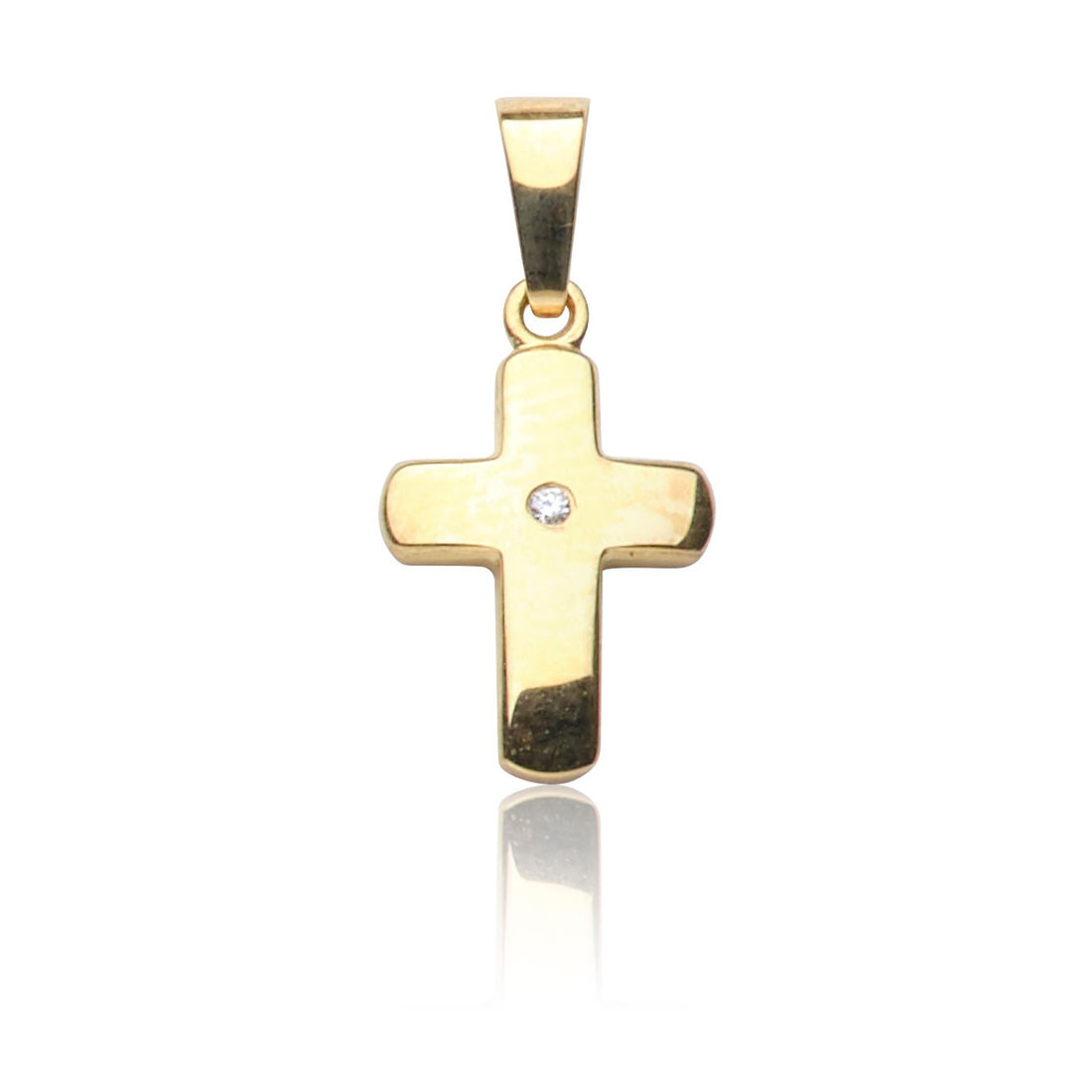 Kettenanhänger Kreuz Gold 585 mit Zirkonia