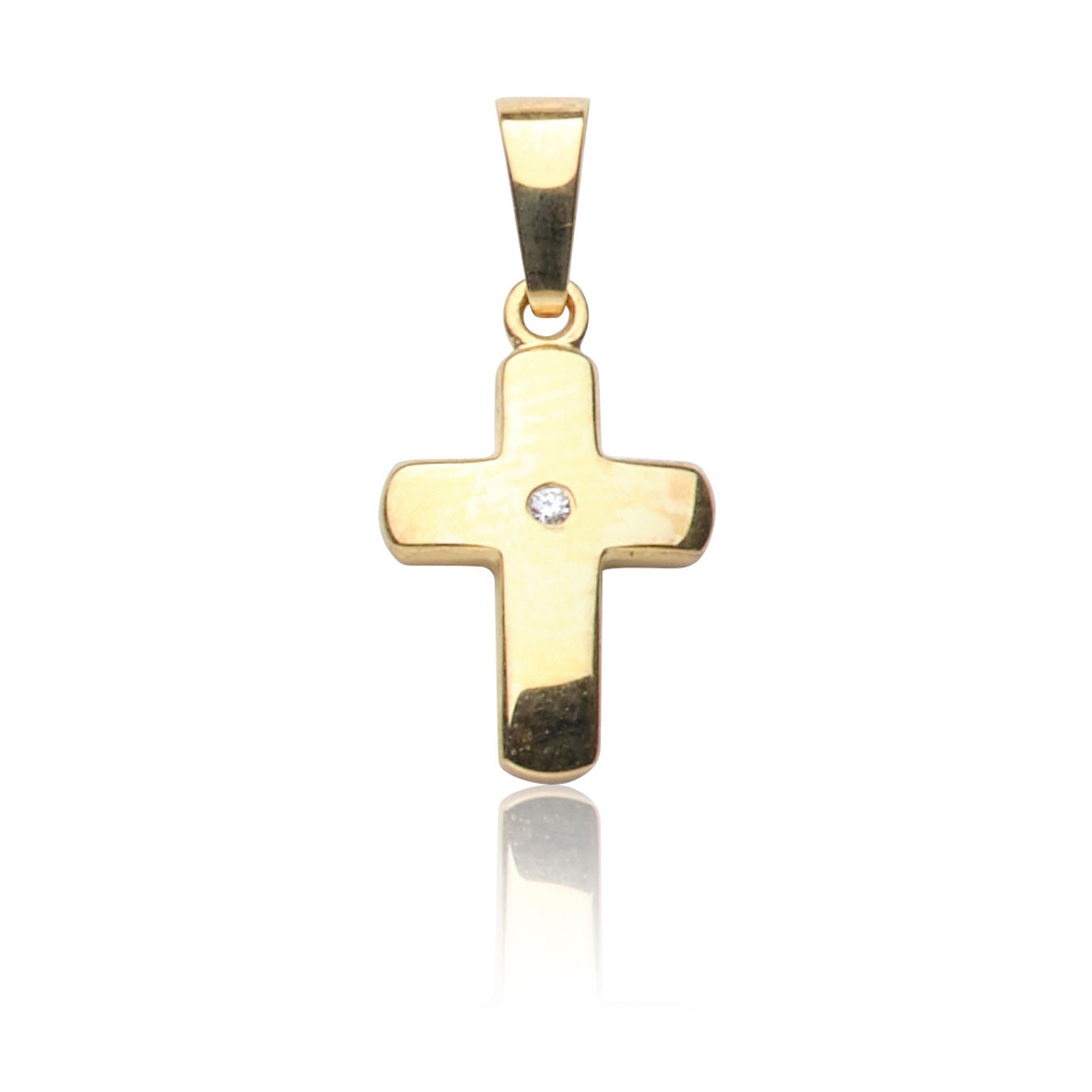 Kettenanhänger Kreuz Gold 585 mit Zirkonia