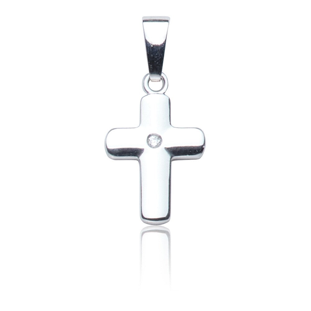 Kettenanhänger Kreuz Weißgold 585 mit Zirkonia