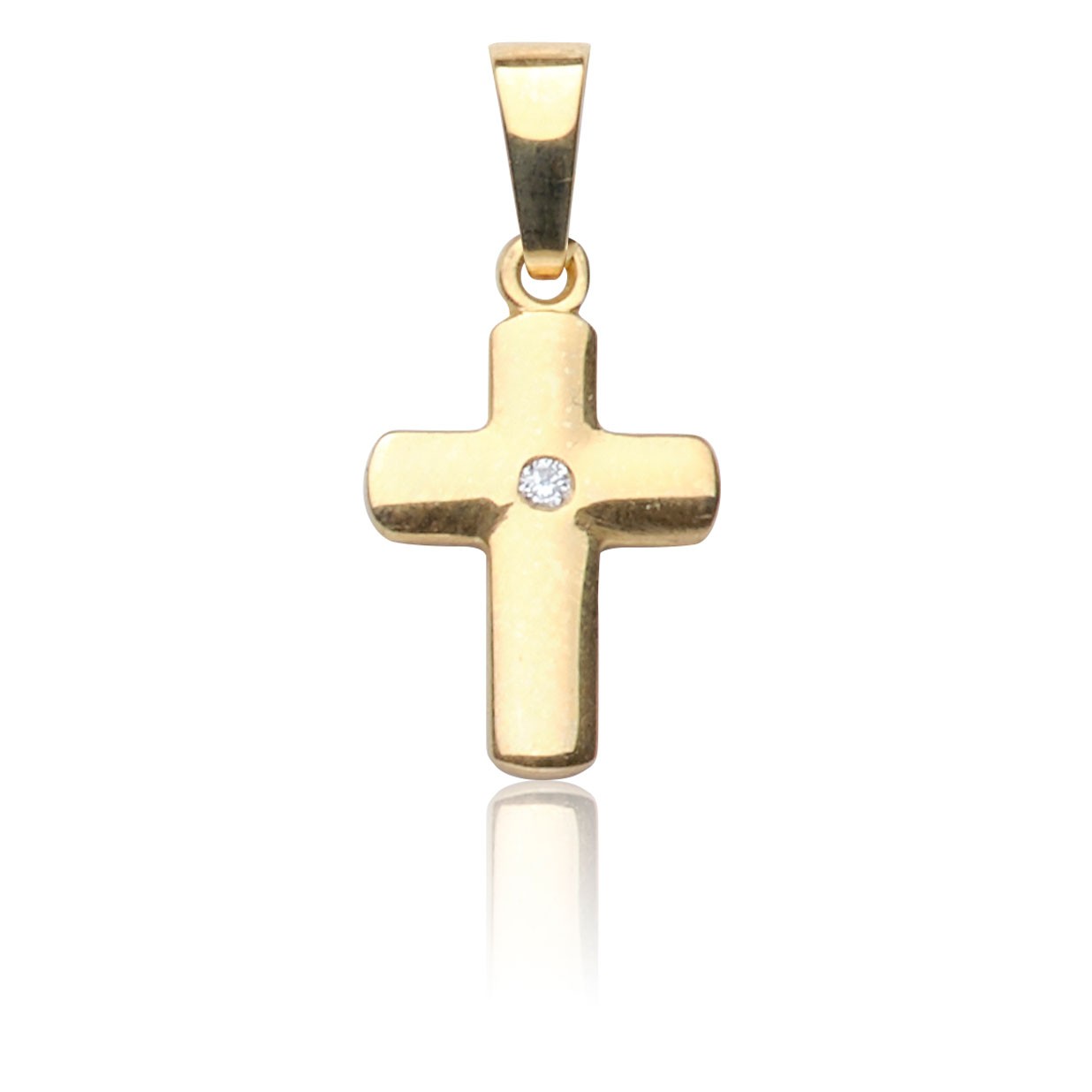 Kettenanhänger Kreuz Gold 585 mit Zirkonia
