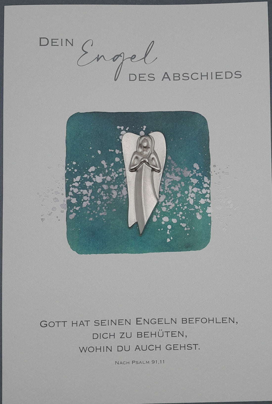Billet / Trauer "Engel", mit Figur aus Feinmetall